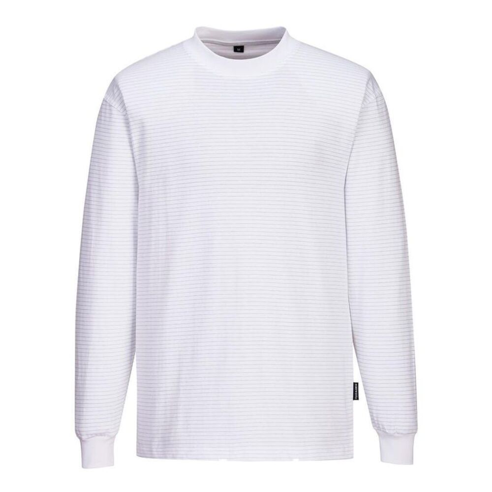 Portwest Mens Anti-Static Long-Sleeved T-Shirt / White